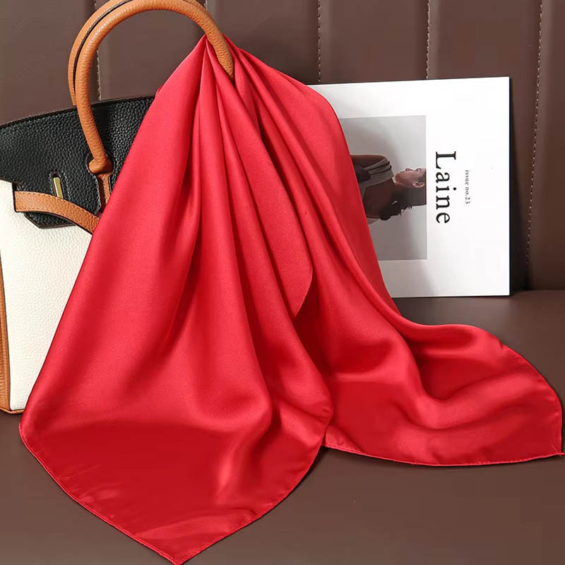 Luxury Bags China - Luxe Effen Kleur Zijden Vierkante Sjaal